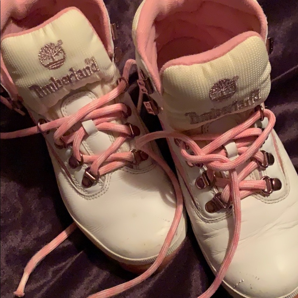 Timberland white and pink women boots